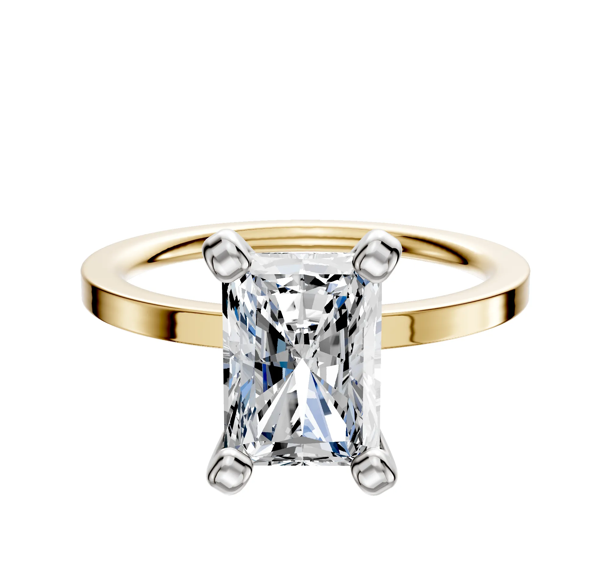 18K Two Tone 4 Prong Classic Flat 1.5mm Engagement Ring sold by Promise By Effy