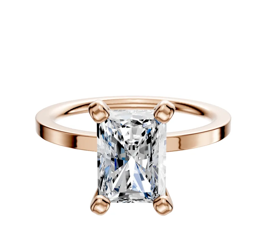 18K Rose Gold 4 Prong Classic Flat 1.5mm Engagement Ring sold by Promise By Effy