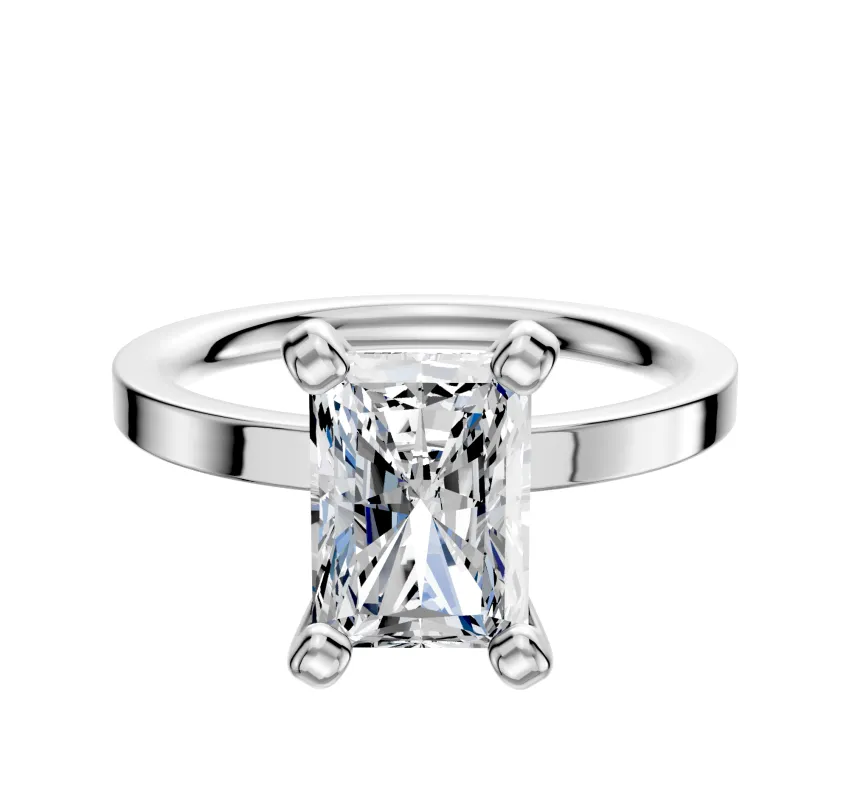 14K White Gold 4 Prong Classic Flat 2.0mm Engagement Ring sold by Promise By Effy