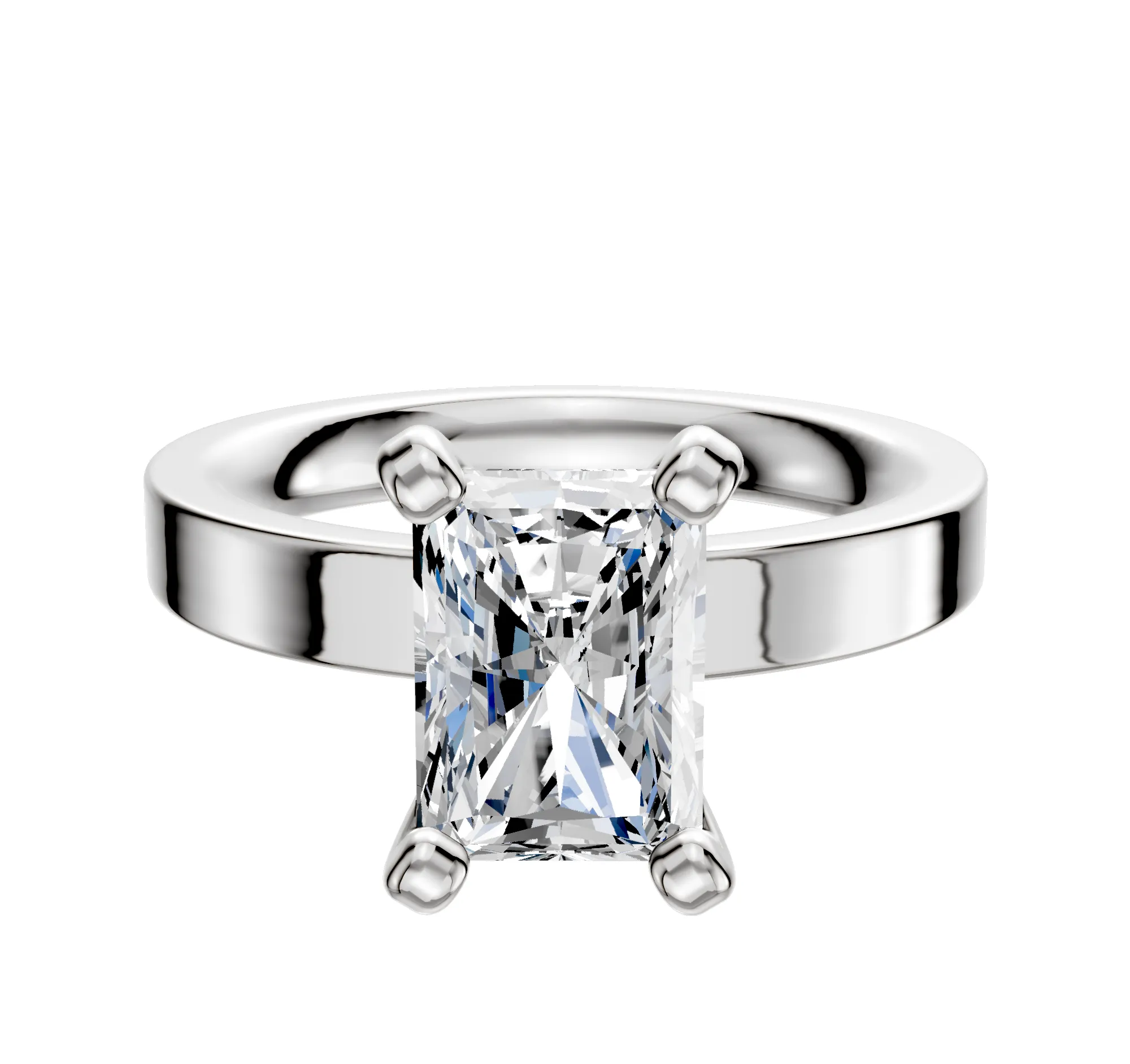 14K White Gold 4 Prong Classic Flat 3.0mm Engagement Ring sold by Promise By Effy