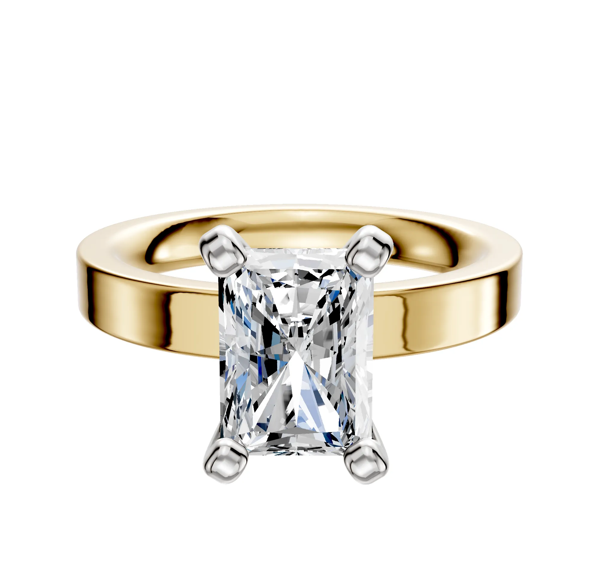 14K Two Tone 4 Prong Classic Flat 3.0mm Engagement Ring sold by Promise By Effy