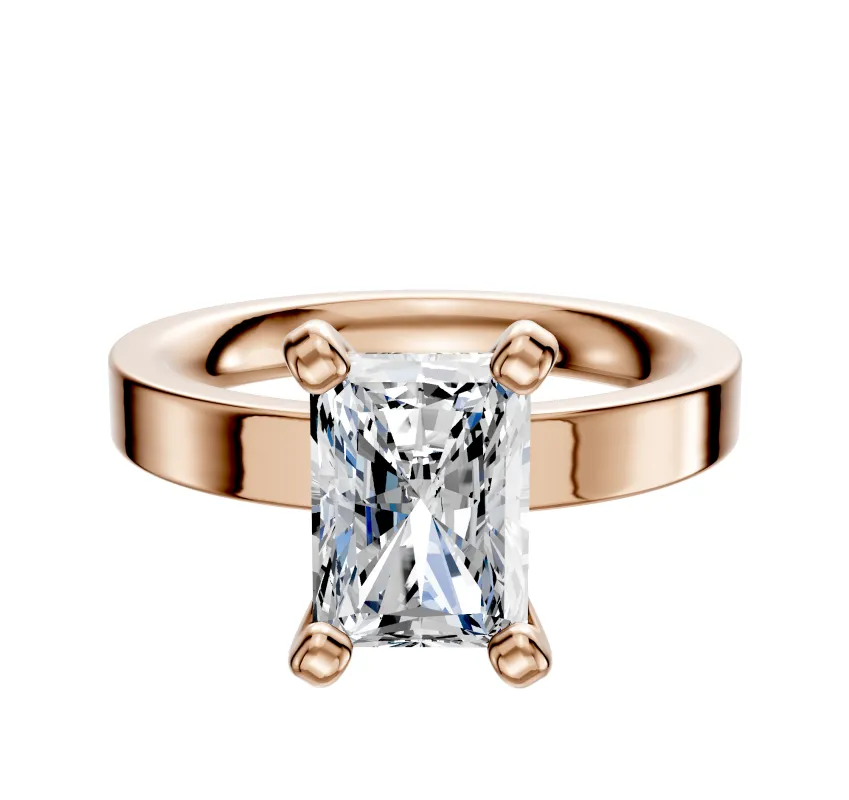 18K Rose Gold 4 Prong Classic Flat 3.0mm Engagement Ring sold by Promise By Effy