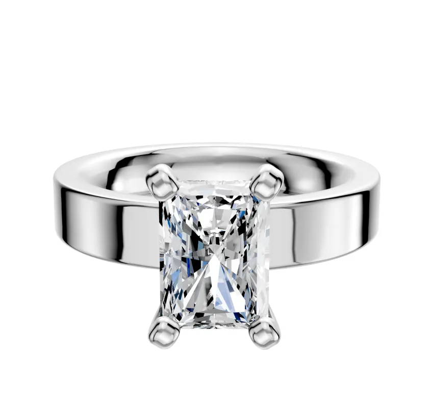 18K White Gold 4 Prong Classic Flat 4.0mm Engagement Ring sold by Promise By Effy