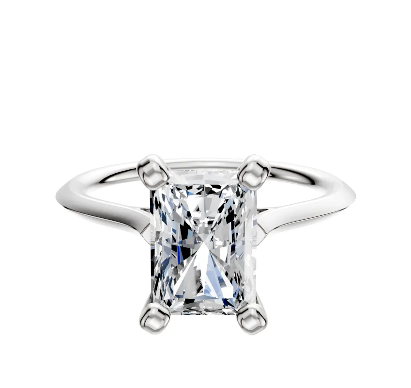 14K White Gold 4 Prong Cathedral Knife Edge 1.5mm Engagement Ring made by Promise By Effy