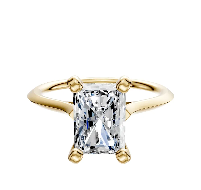 14K Yellow Gold 4 Prong Cathedral Knife Edge 1.5mm Engagement Ring sold by Promise By Effy