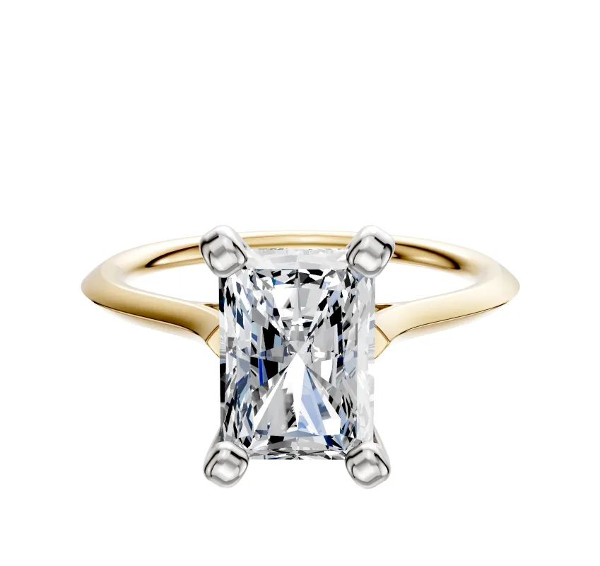 18K Two Tone 4 Prong Cathedral Knife Edge 1.5mm Engagement Ring sold by Promise By Effy