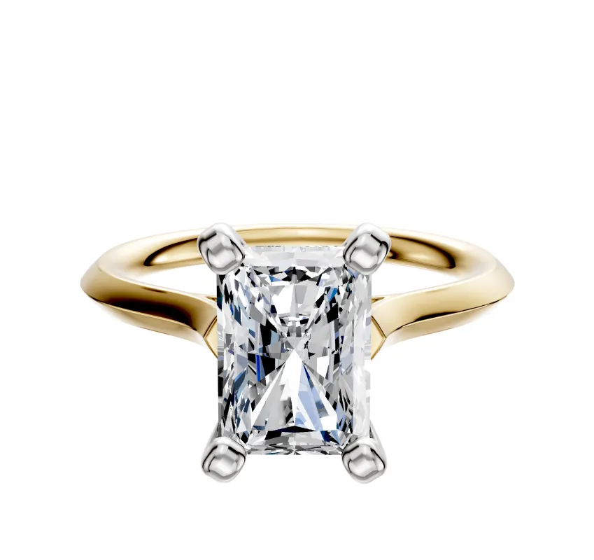 14K Two Tone 4 Prong Cathedral Knife Edge 2.0mm Engagement Ring sold by Promise By Effy