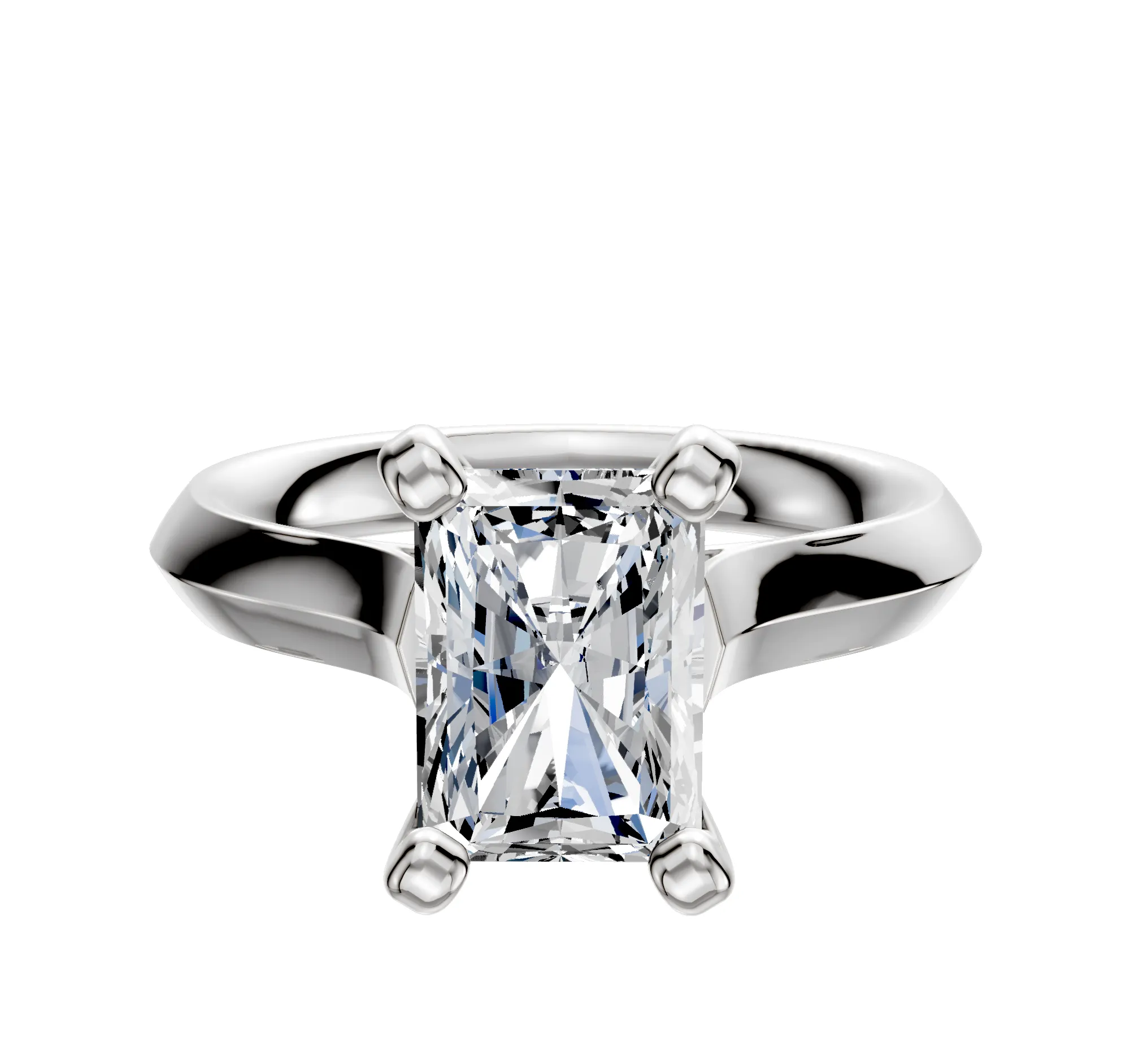 14K White Gold 4 Prong Cathedral Knife Edge 3.0mm Engagement Ring sold by Promise By Effy