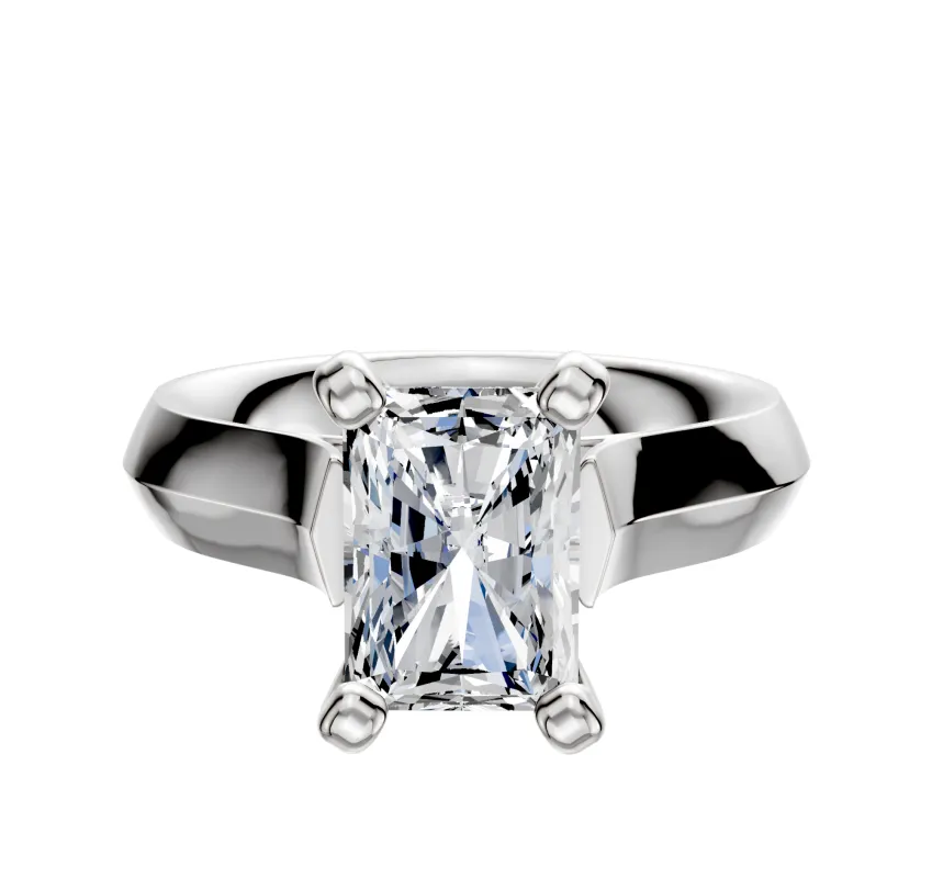 14K White Gold 4 Prong Cathedral Knife Edge 4.0mm Engagement Ring made by Promise By Effy