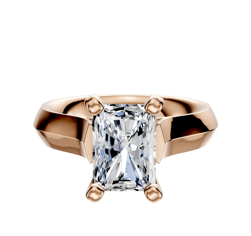 14K Rose Gold 4 Prong Cathedral Knife Edge 4.0mm Engagement Ring sold by Promise By Effy