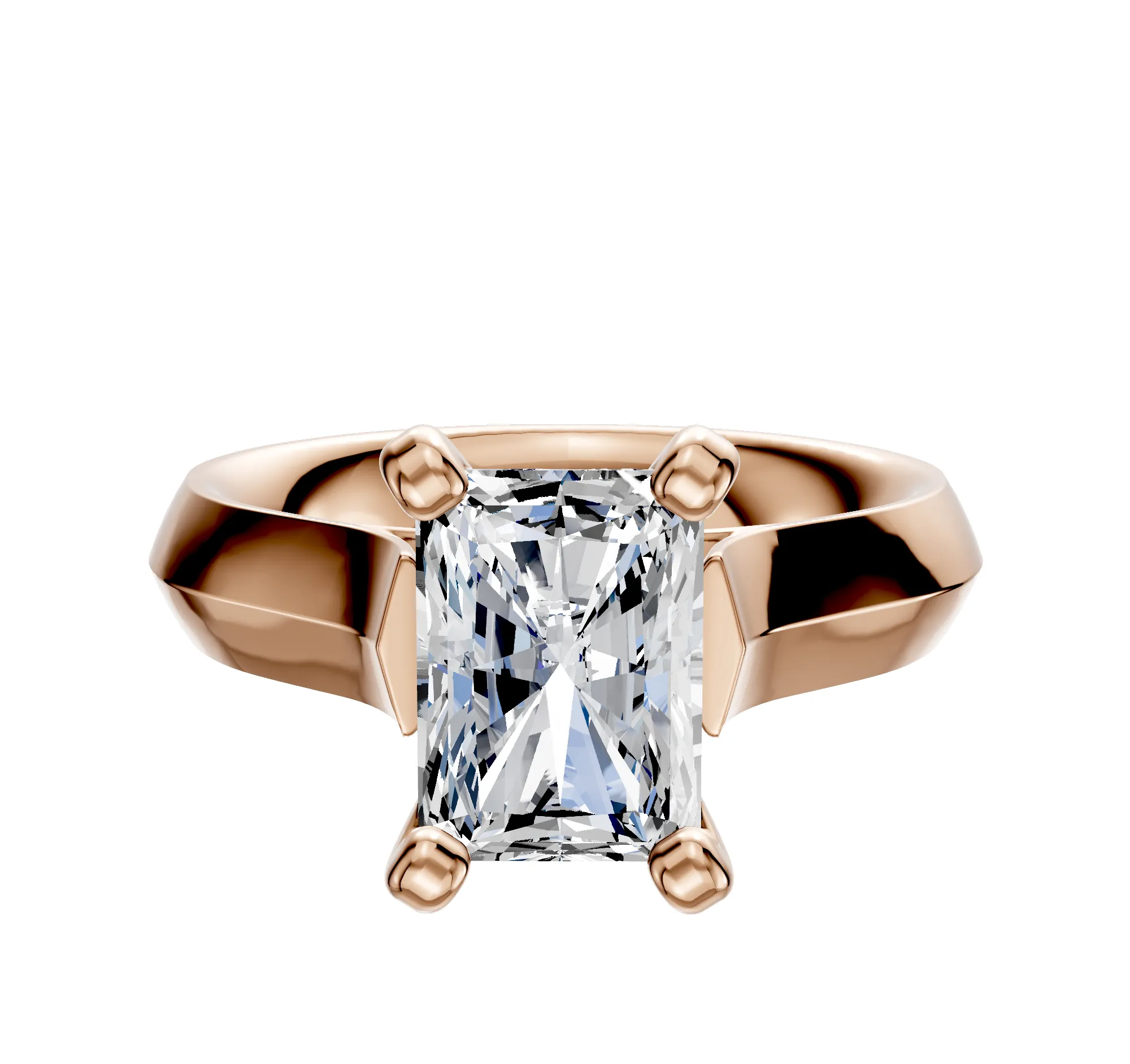 14K Rose Gold 4 Prong Cathedral Knife Edge 4.0mm Engagement Ring sold by Promise By Effy