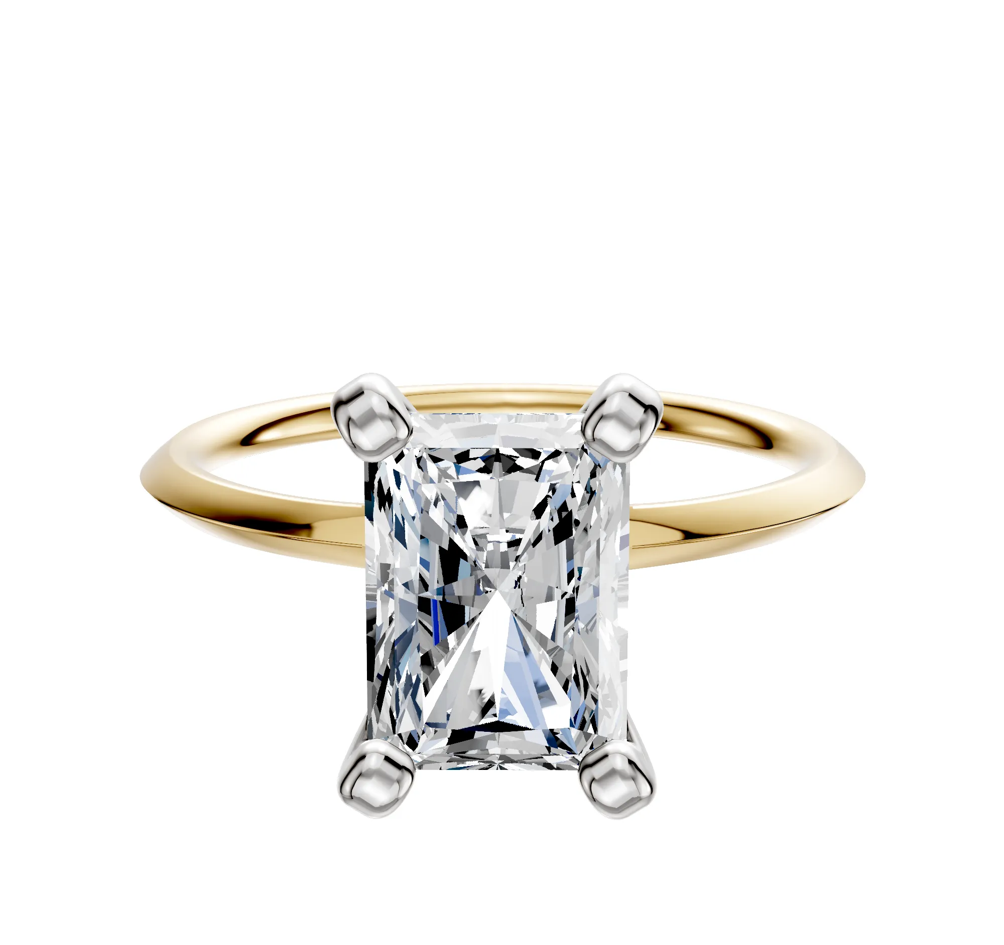 18K Two Tone 4 Prong Classic Knife Edge 1.5mm Engagement Ring sold by Promise By Effy