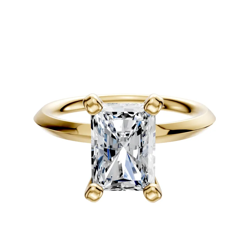 18K Yellow Gold 4 Prong Classic Knife Edge 2.0mm Engagement Ring sold by Promise By Effy