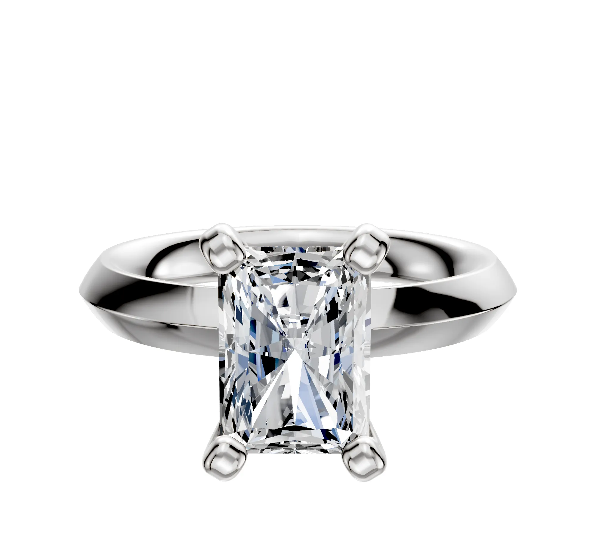 18K White Gold 4 Prong Classic Knife Edge 3.0mm Engagement Ring sold by Promise By Effy