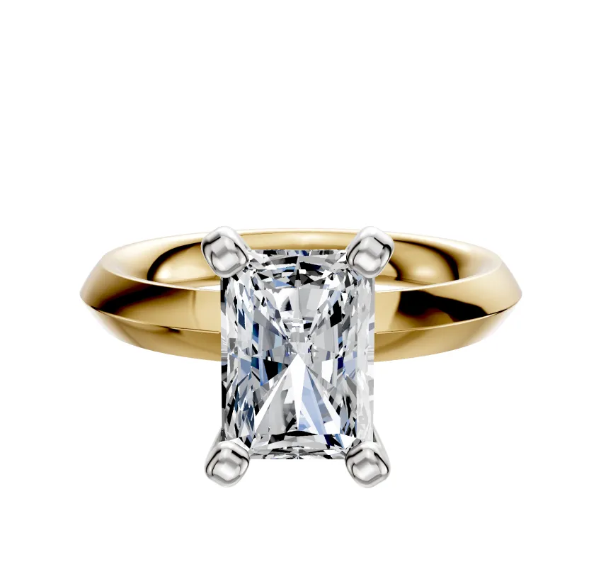 14K Two Tone 4 Prong Classic Knife Edge 3.0mm Engagement Ring sold by Promise By Effy