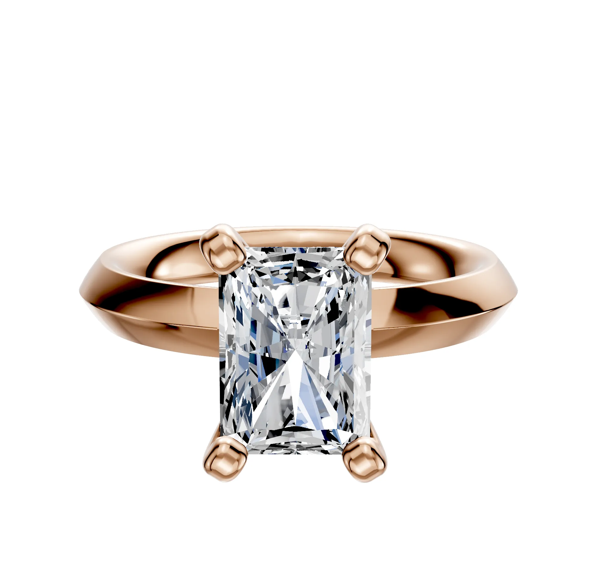 18K Rose Gold 4 Prong Classic Knife Edge 3.0mm Engagement Ring sold by Promise By Effy