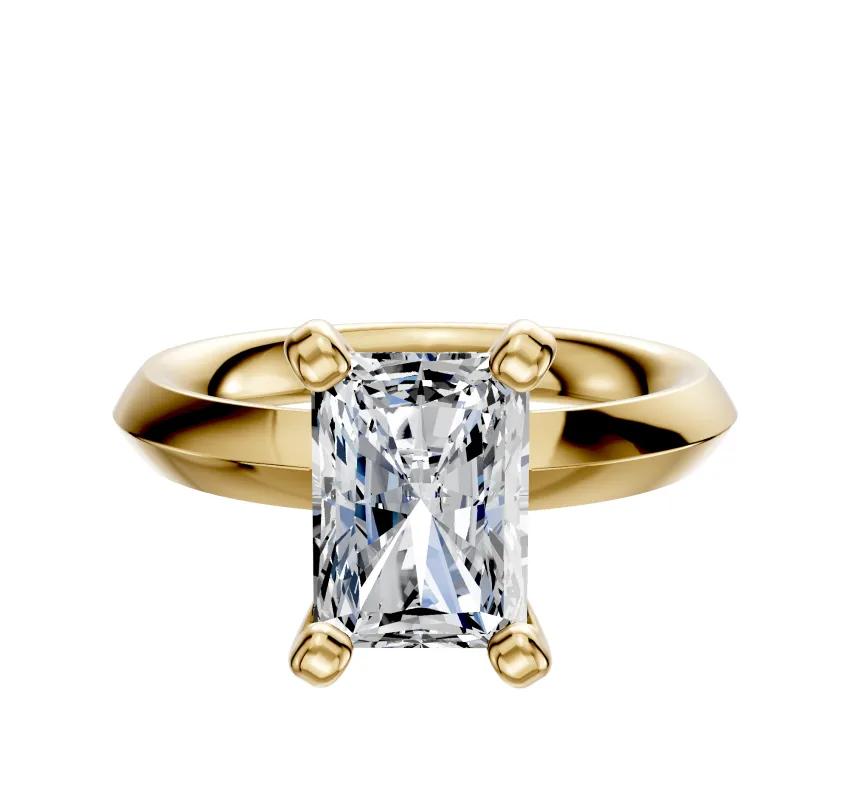 18K Yellow Gold 4 Prong Classic Knife Edge 3.0mm Engagement Ring sold by Promise By Effy