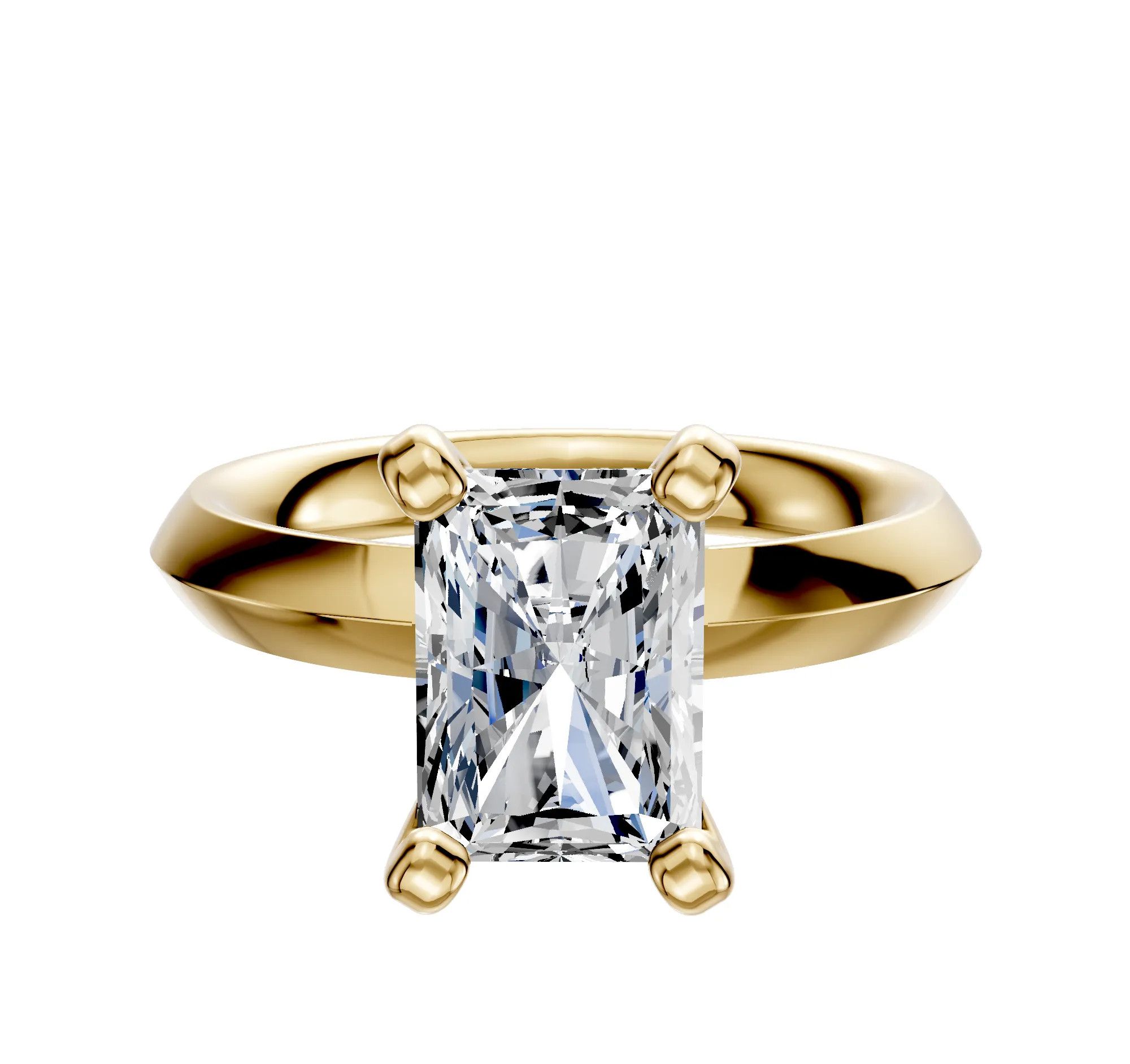 18K Yellow Gold 4 Prong Classic Knife Edge 3.0mm Engagement Ring sold by Promise By Effy