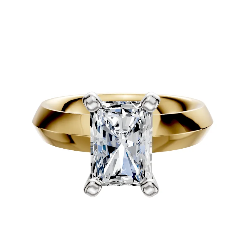 18K Two Tone 4 Prong Classic Knife Edge 4.0mm Engagement Ring sold by Promise By Effy