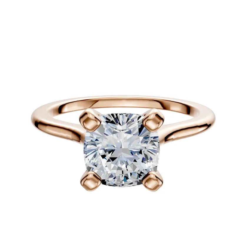 14K Rose Gold 4 Prong Cathedral Dome 1.5mm Engagement Ring sold by Promise By Effy