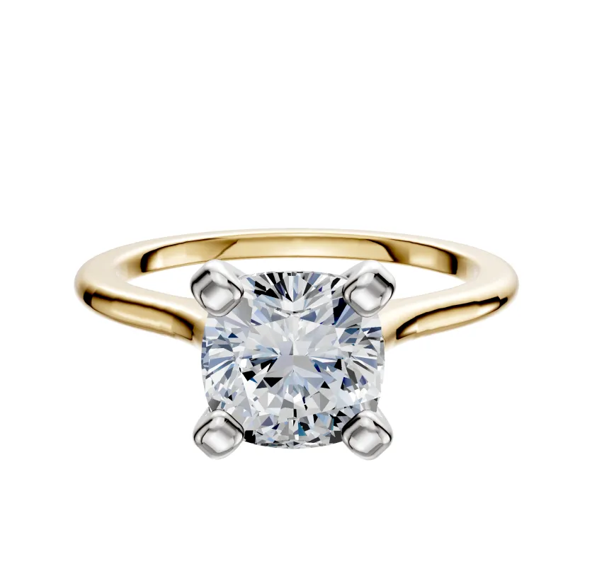 18K Two Tone 4 Prong Cathedral Dome 1.5mm Engagement Ring sold by Promise By Effy