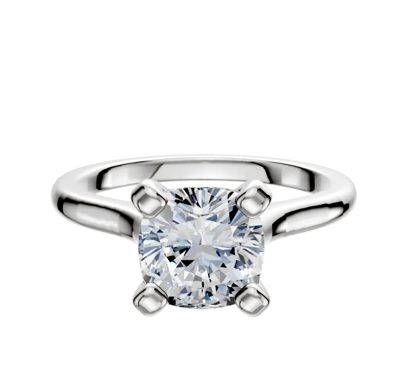 14K White Gold 4 Prong Cathedral Dome 2.0mm Engagement Ring sold by Promise By Effy