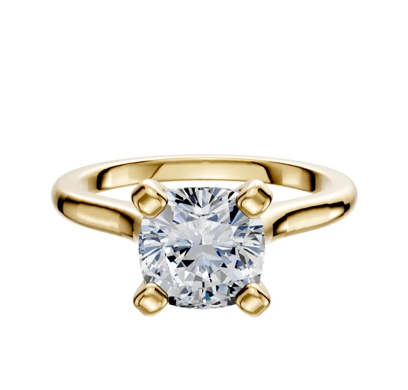 18K Yellow Gold 4 Prong Cathedral Dome 2.0mm Engagement Ring sold by Promise By Effy