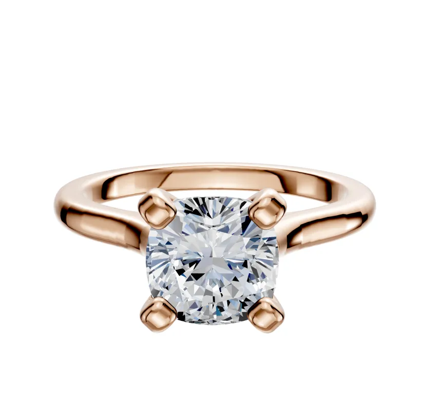 18K Rose Gold 4 Prong Cathedral Dome 2.0mm Engagement Ring sold by Promise By Effy