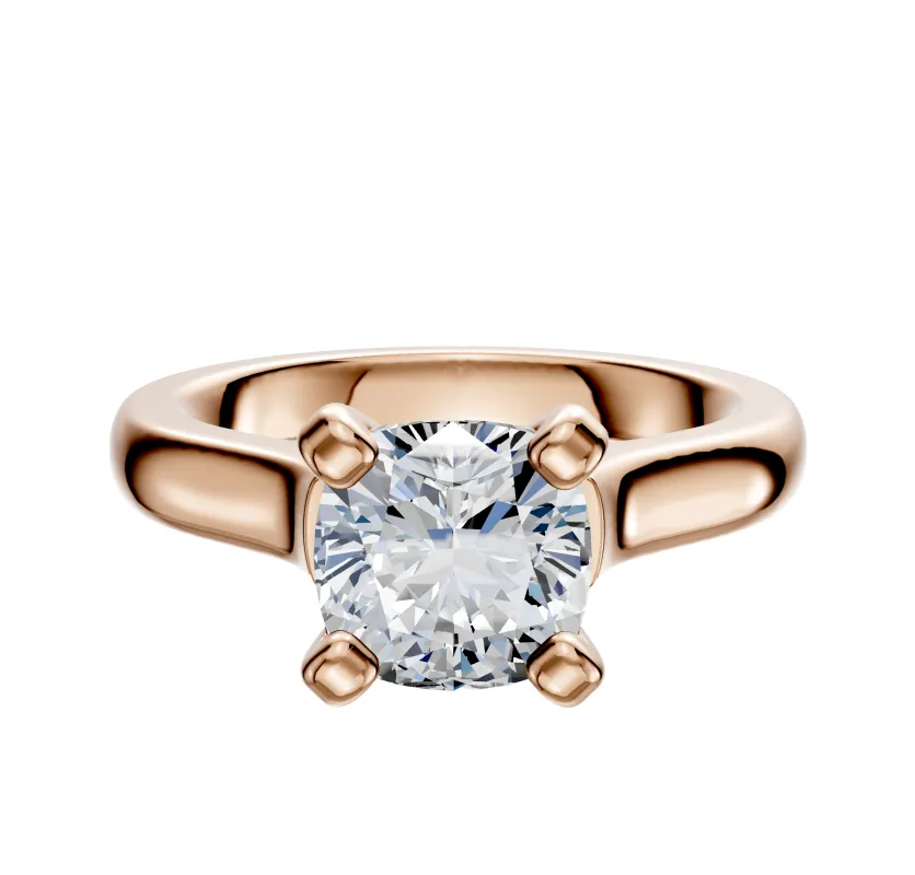 14K Rose Gold 4 Prong Cathedral Dome 3.0mm Engagement Ring sold by Promise By Effy