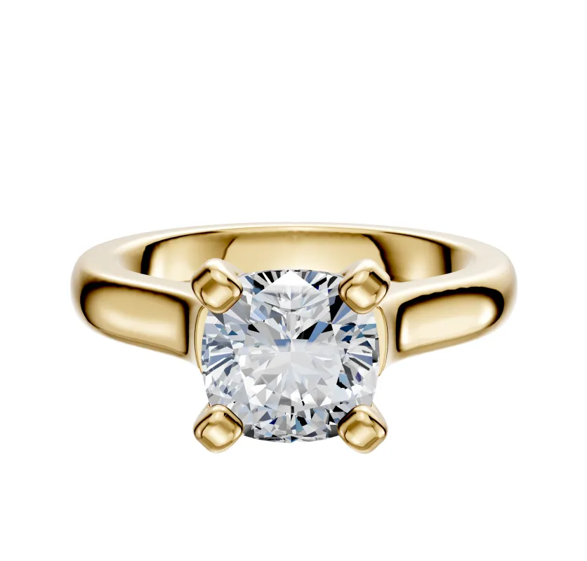 14K Yellow Gold 4 Prong Cathedral Dome 3.0mm Engagement Ring sold by Promise By Effy