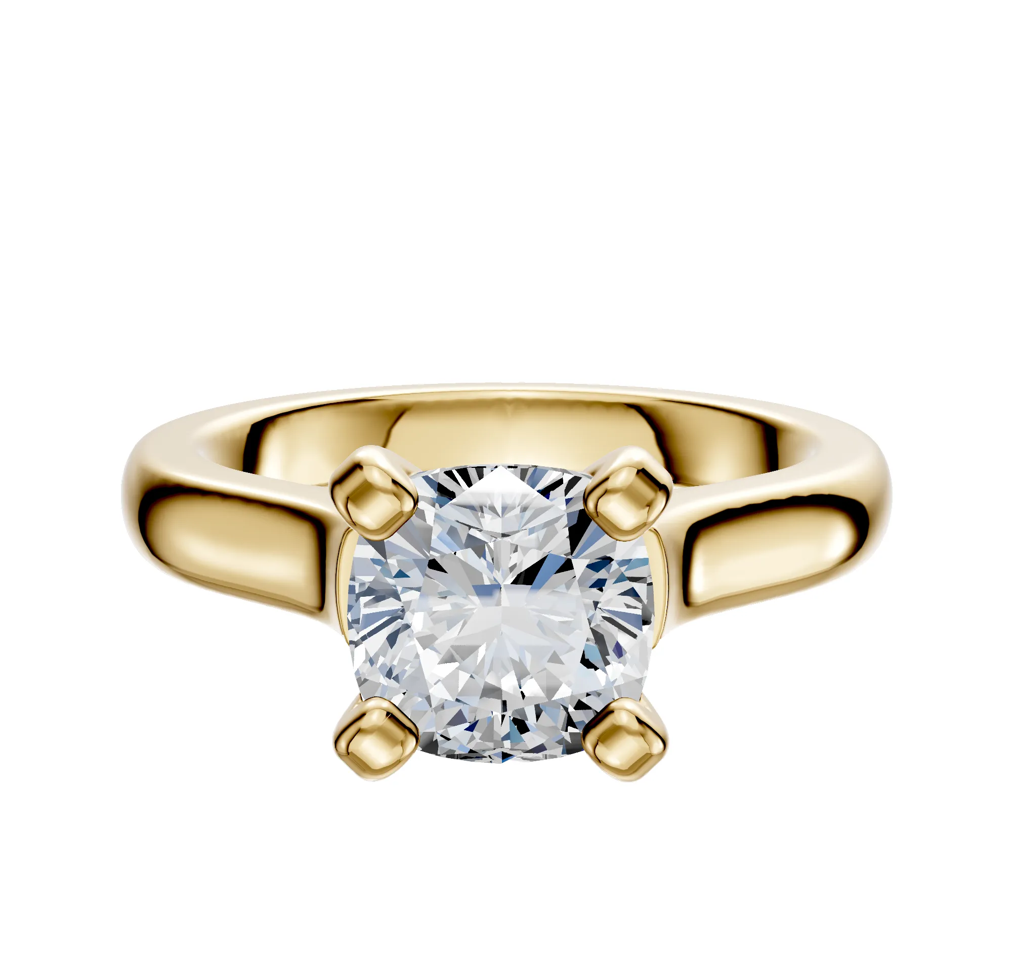 18K Yellow Gold 4 Prong Cathedral Dome 3.0mm Engagement Ring sold by Promise By Effy