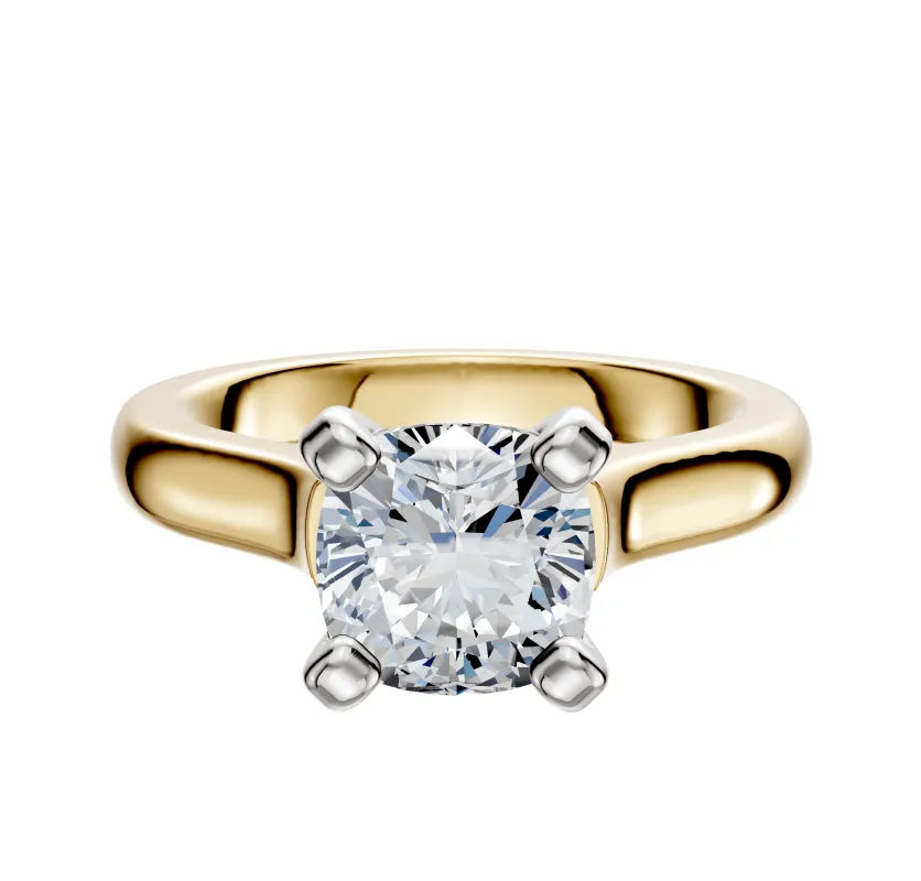14K Two Tone 4 Prong Cathedral Dome 3.0mm Engagement Ring sold by Promise By Effy