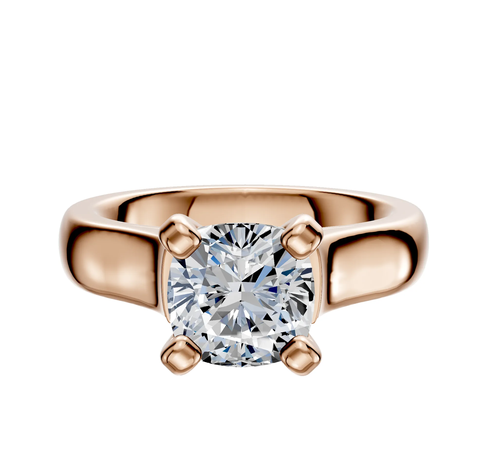 14K Rose Gold 4 Prong Cathedral Dome 4.0mm Engagement Ring sold by Promise By Effy