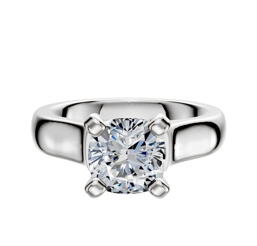 18K White Gold 4 Prong Cathedral Dome 4.0mm Engagement Ring sold by Promise By Effy