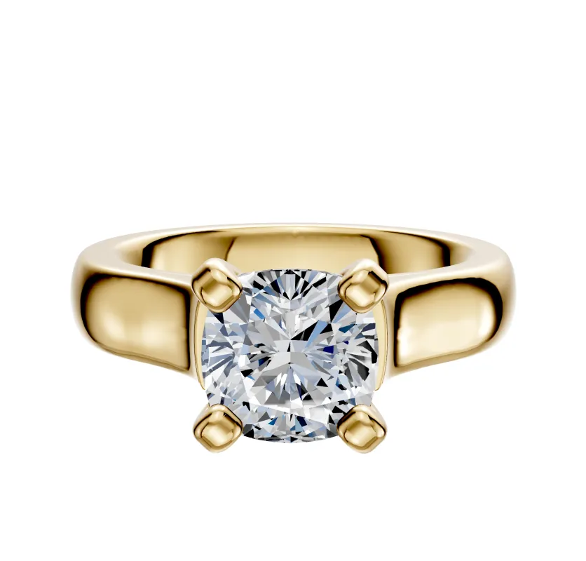 18K Yellow Gold 4 Prong Cathedral Dome 4.0mm Engagement Ring sold by Promise By Effy