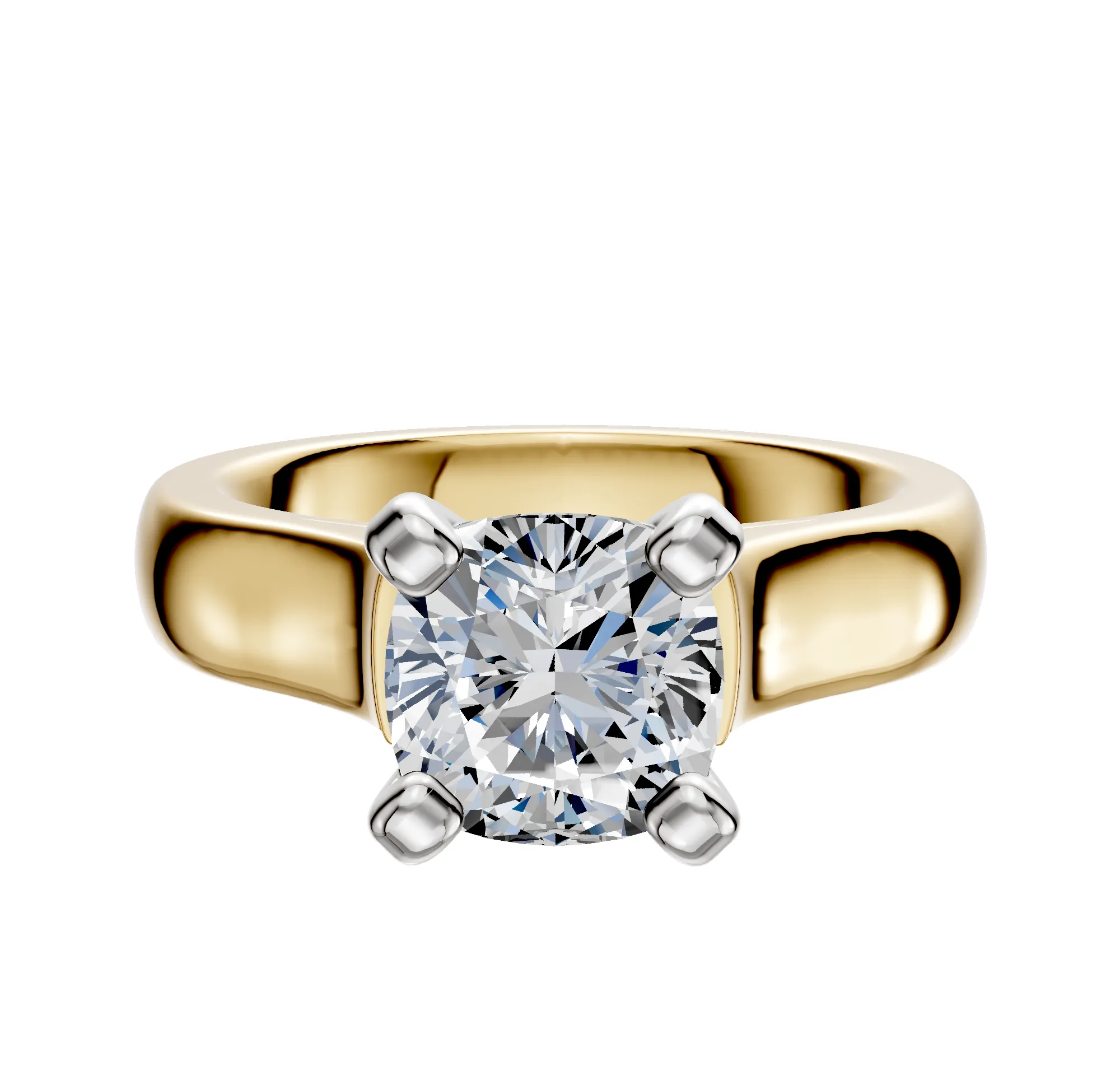 18K Two Tone 4 Prong Cathedral Dome 4.0mm Engagement Ring sold by Promise By Effy