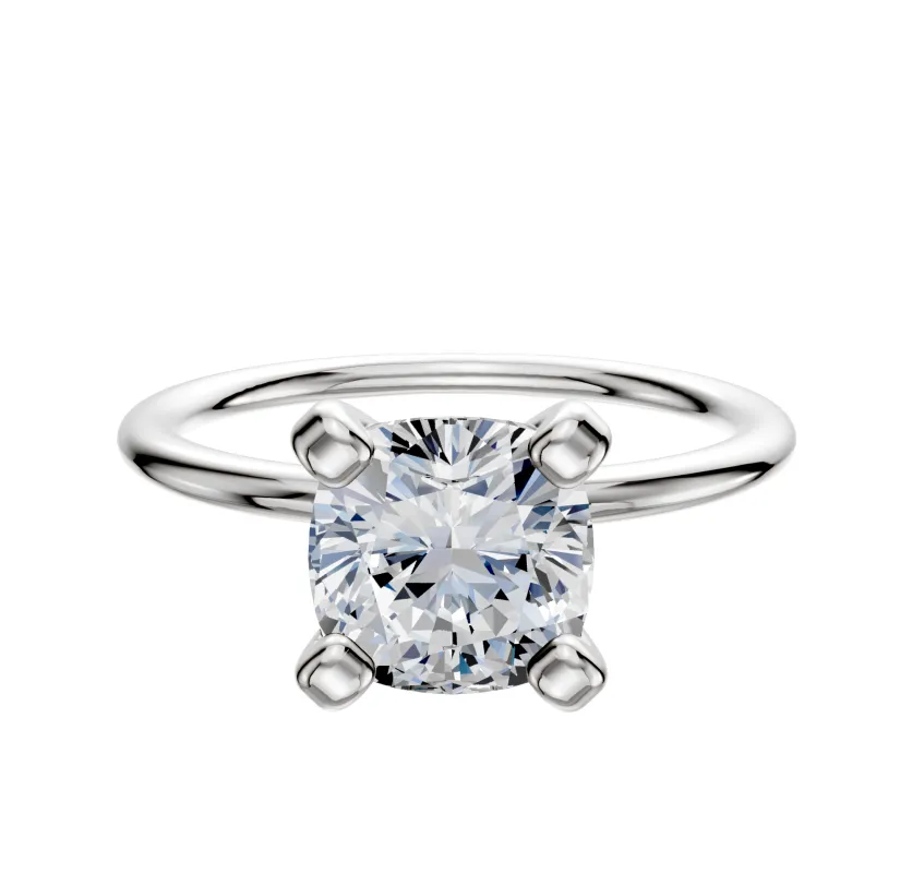 18K White Gold 4 Prong Classic Dome 1.5mm Engagement Ring made by Promise By Effy
