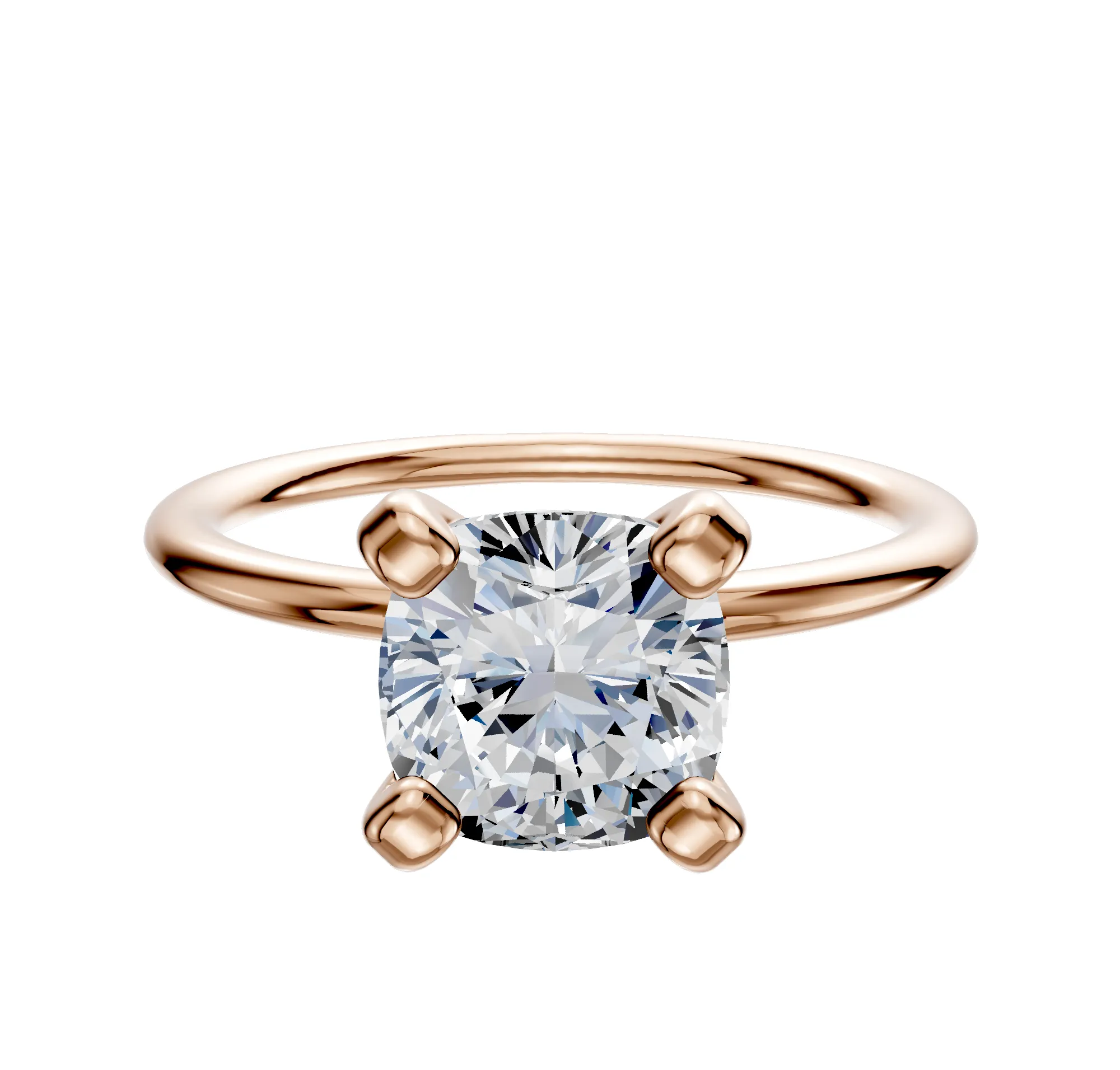 18K Rose Gold 4 Prong Classic Dome 1.5mm Engagement Ring sold by Promise By Effy