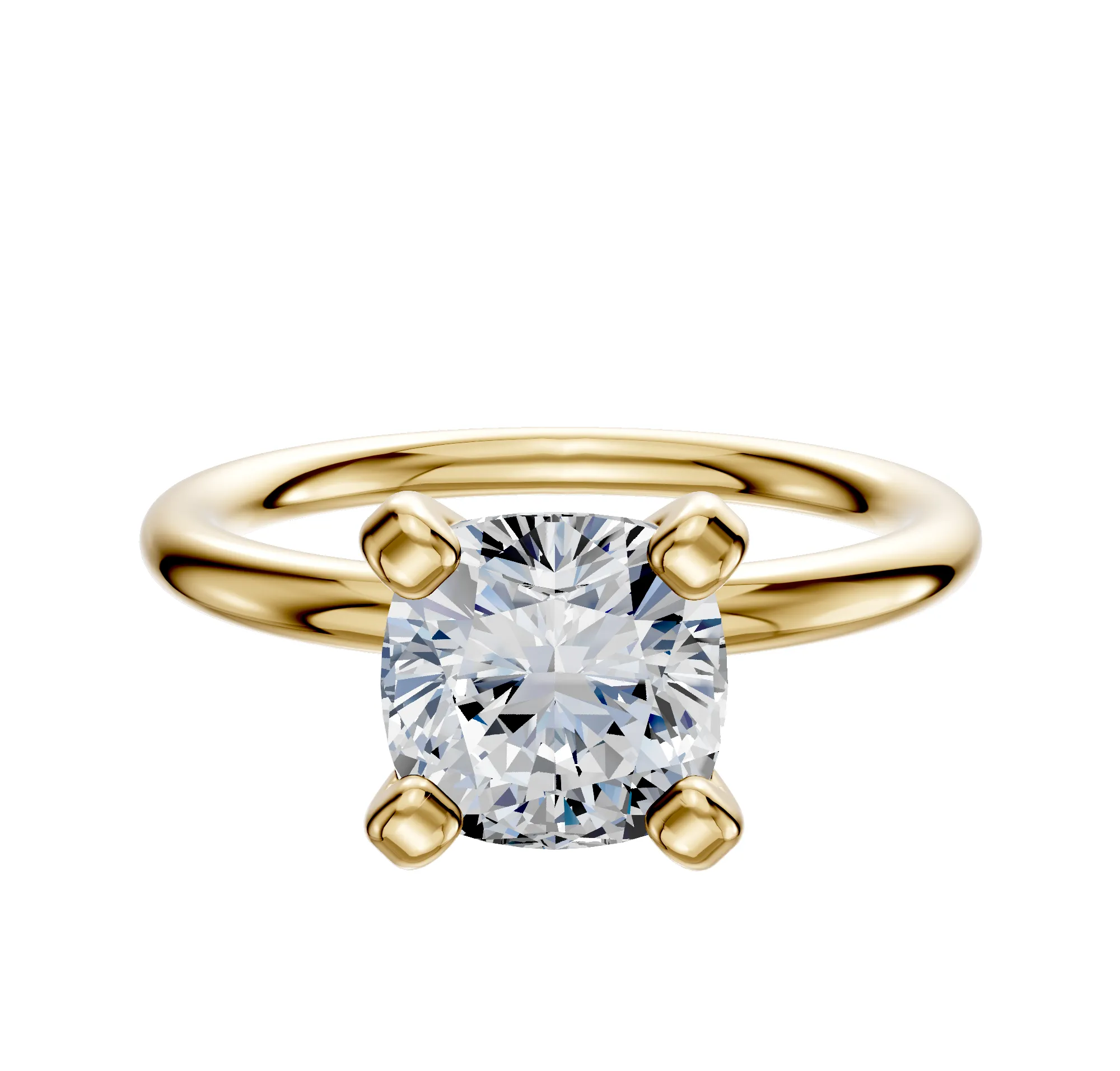 18K Yellow Gold 4 Prong Classic Dome 2.0mm Engagement Ring sold by Promise By Effy