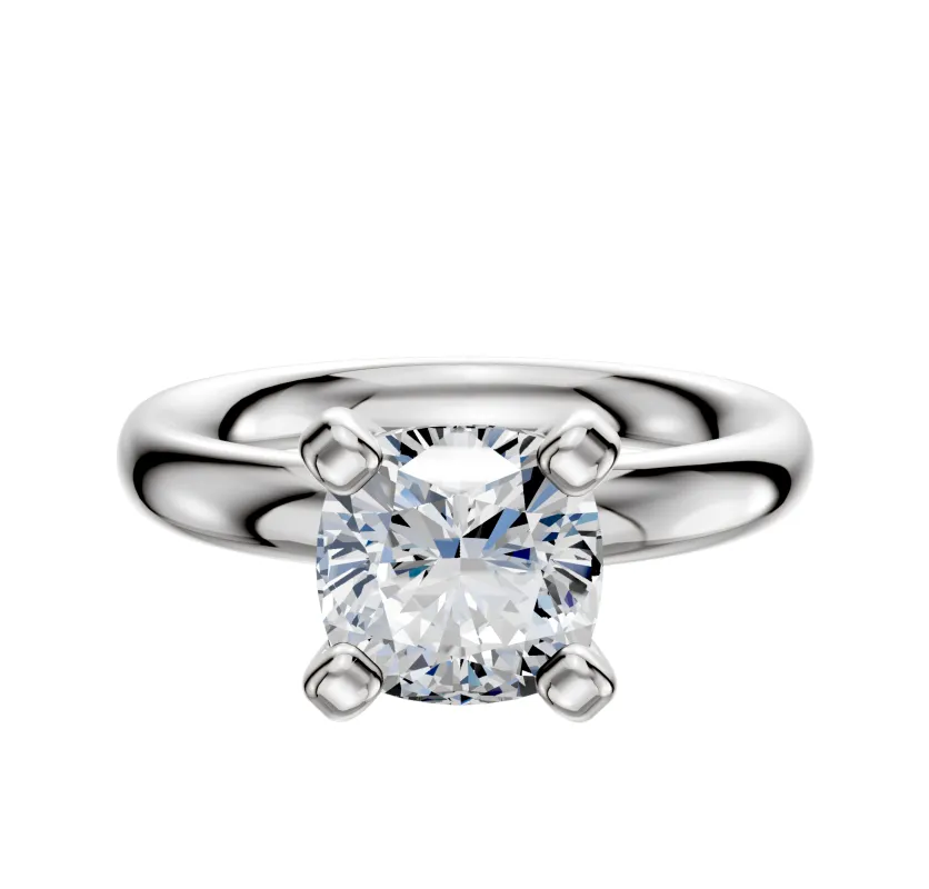 14K White Gold 4 Prong Classic Dome 3.0mm Engagement Ring sold by Promise By Effy