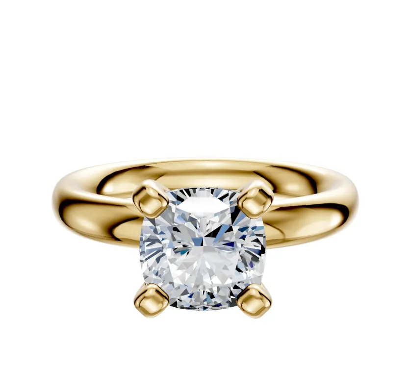 18K Yellow Gold 4 Prong Classic Dome 3.0mm Engagement Ring sold by Promise By Effy