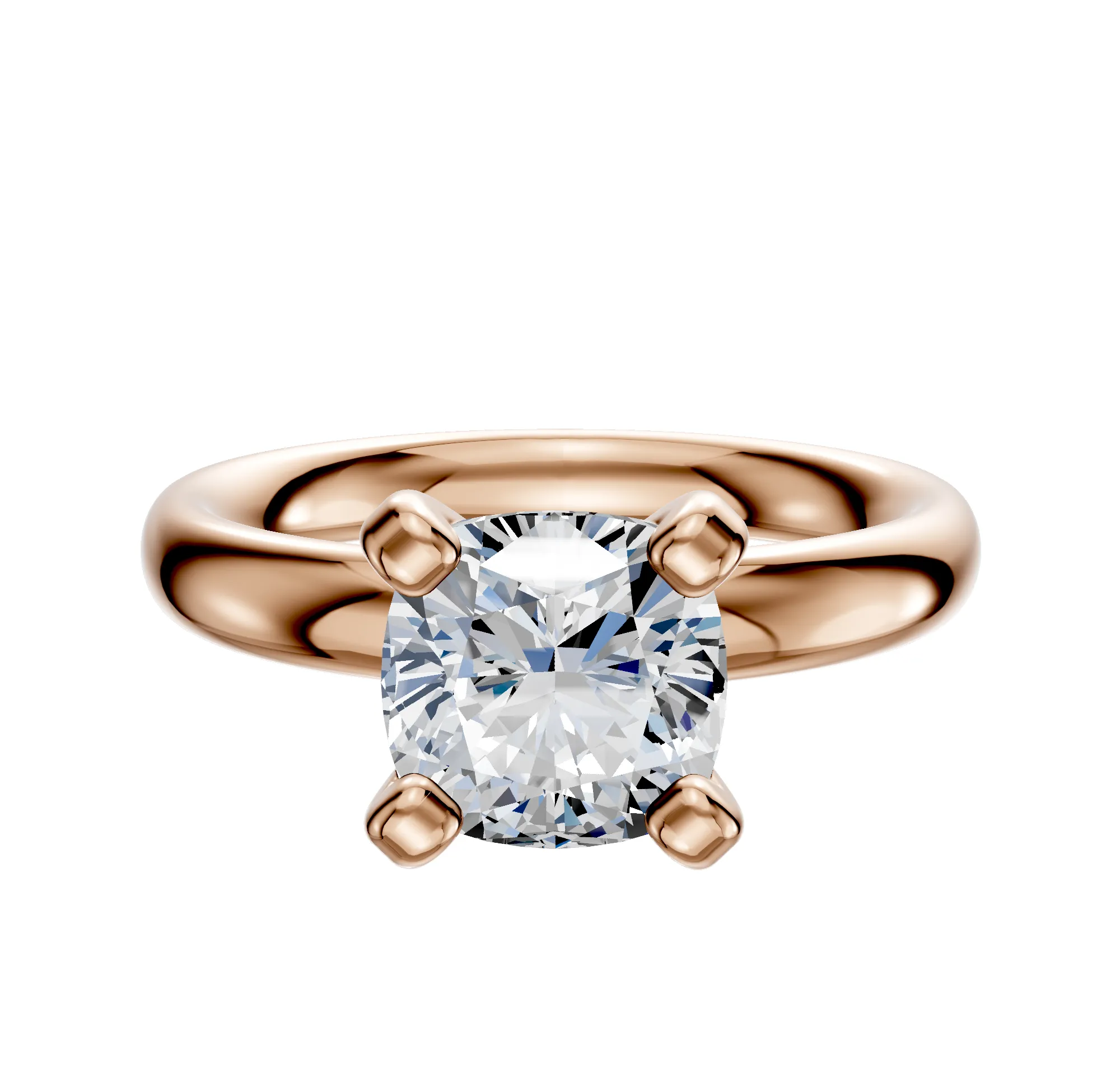 18K Rose Gold 4 Prong Classic Dome 3.0mm Engagement Ring sold by Promise By Effy