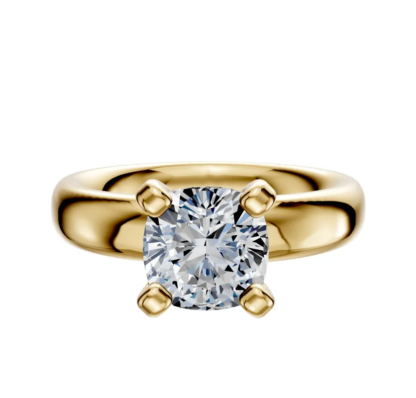 14K Yellow Gold 4 Prong Classic Dome 4.0mm Engagement Ring sold by Promise By Effy