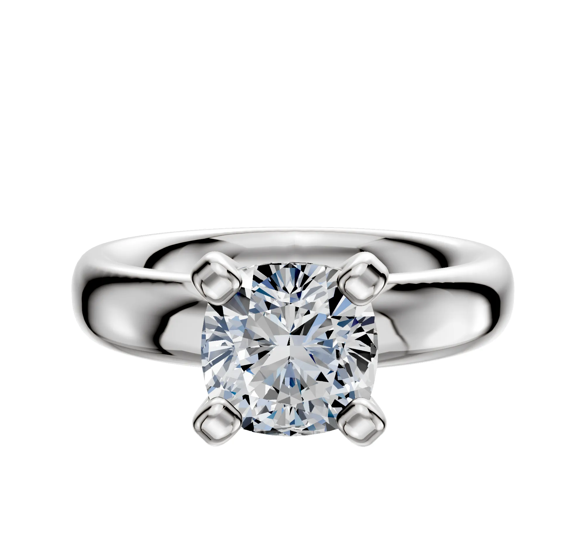 18K White Gold 4 Prong Classic Dome 4.0mm Engagement Ring sold by Promise By Effy