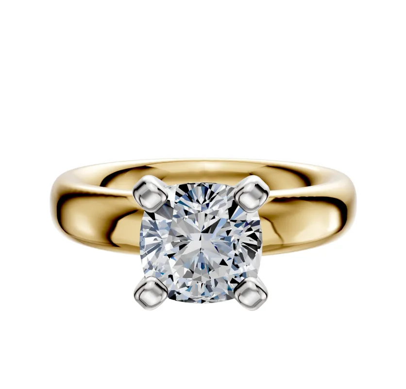14K Two Tone 4 Prong Classic Dome 4.0mm Engagement Ring sold by Promise By Effy