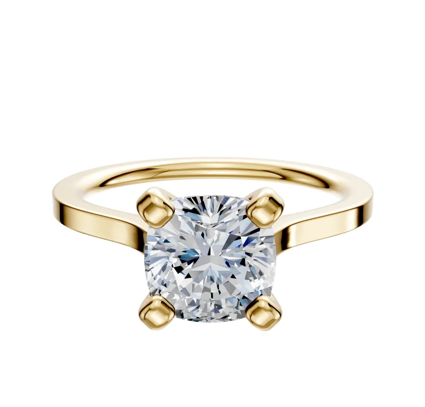 14K Yellow Gold 4 Prong Cathedral Flat 1.5mm Engagement Ring sold by Promise By Effy