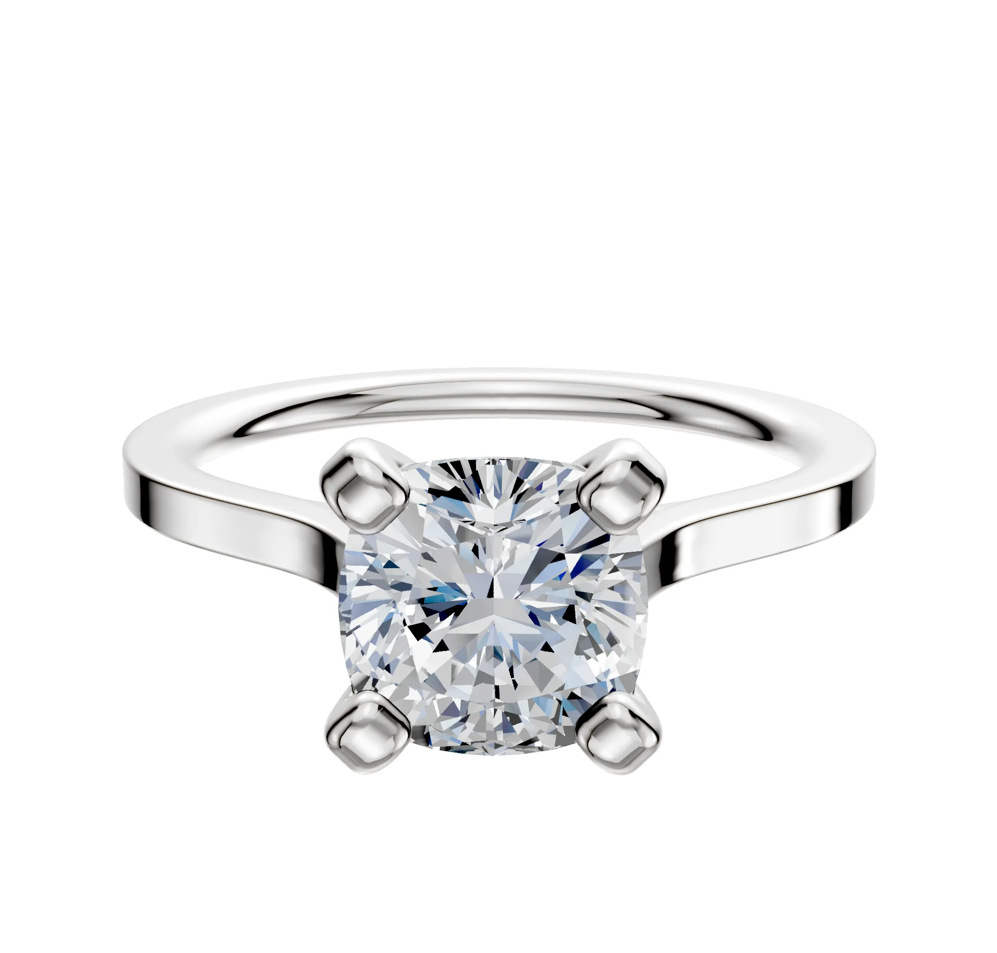 14K White Gold 4 Prong Cathedral Flat 1.5mm Engagement Ring sold by Promise By Effy