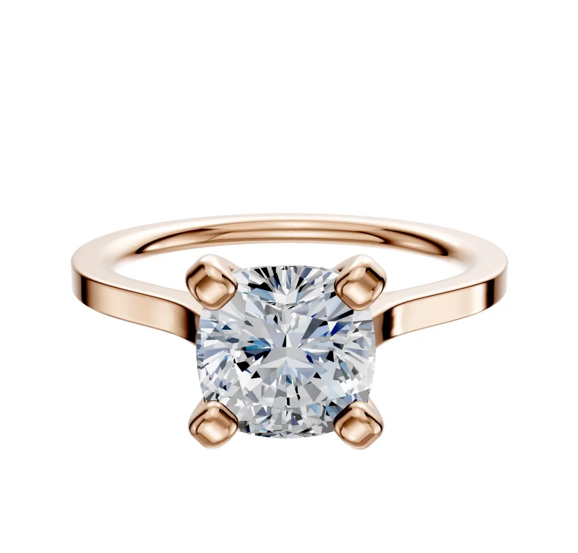 14K Rose Gold 4 Prong Cathedral Flat 1.5mm Engagement Ring sold by Promise By Effy