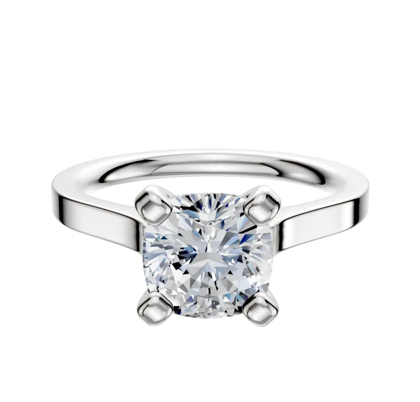 18K White Gold 4 Prong Cathedral Flat 2.0mm Engagement Ring sold by Promise By Effy