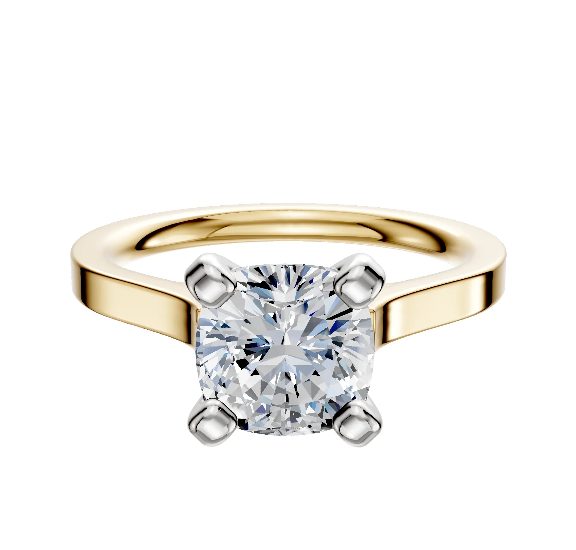 18K Two Tone 4 Prong Cathedral Flat 2.0mm Engagement Ring sold by Promise By Effy